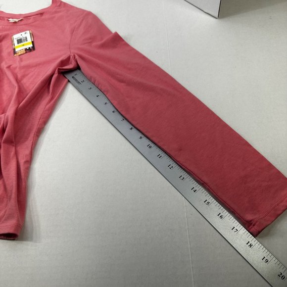 Selfie Women's Sz Medium Long Sleeve Tee Shirt Gather And Tied On Front Pink New - Picture 10 of 16